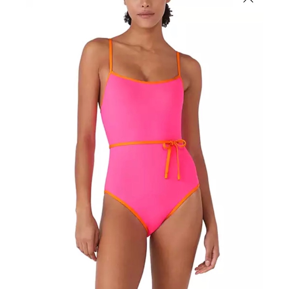 Kate Spade Colorblock Belted One-piece Pink & Orange